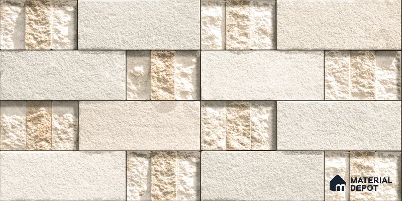 Elevation Wall Tile TL 00072 A Beige 2 ft x 1 ft Punch Matte Finish Vitrified Tile - 9 mm | Ideal For Modern Facades, Outdoor Cladding, Feature Wall (Sample)