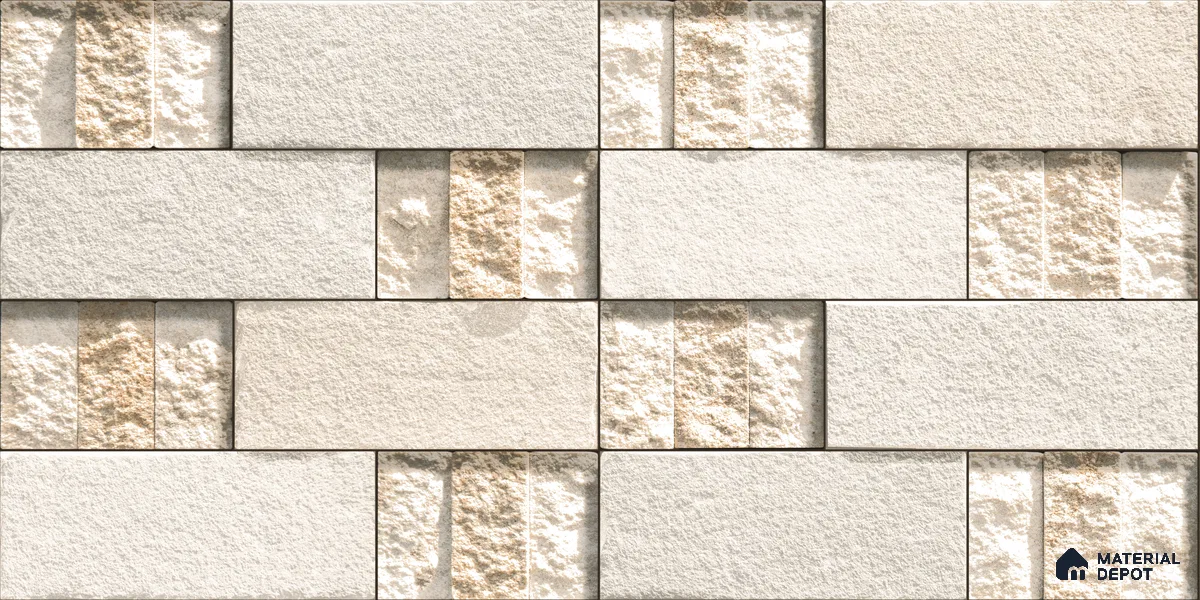 Elevation Wall Tile TL 00072 A Beige 2 ft x 1 ft Punch Matte Finish Vitrified Tile - 9 mm | Ideal For Modern Facades, Outdoor Cladding, Feature Wall (Sample)