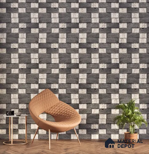 Elevation Wall Tile TL 00072 B Foggy Grey 2 ft x 1 ft Punch Matte Finish Vitrified Tile - 9 mm | Ideal For Modern Facades, Outdoor Cladding, Feature Wall
