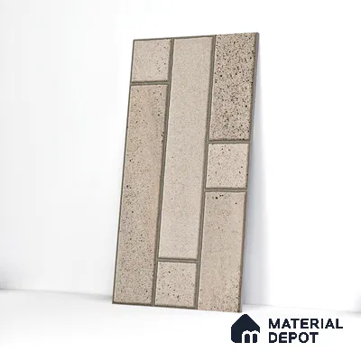 Elevation Wall Tile TL 00069 A Beige Buff 2 ft x 1 ft Punch Matte Finish Vitrified Tile - 9 mm | Ideal For Modern Facades, Outdoor Cladding, Feature Wall (Sample)