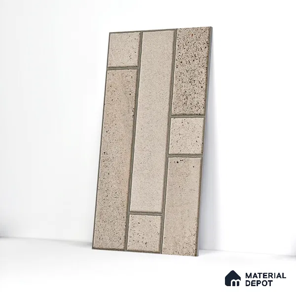 Elevation Wall Tile TL 00069 A Beige Buff 2 ft x 1 ft Punch Matte Finish Vitrified Tile - 9 mm | Ideal For Modern Facades, Outdoor Cladding, Feature Wall (Sample)