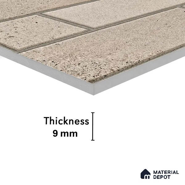 Elevation Wall Tile TL 00069 A Beige Buff 2 ft x 1 ft Punch Matte Finish Vitrified Tile - 9 mm | Ideal For Modern Facades, Outdoor Cladding, Feature Wall (Sample)