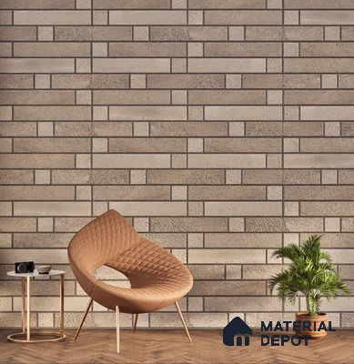Elevation Wall Tile TL 00069 A Beige Buff 2 ft x 1 ft Punch Matte Finish Vitrified Tile - 9 mm | Ideal For Modern Facades, Outdoor Cladding, Feature Wall (Sample)