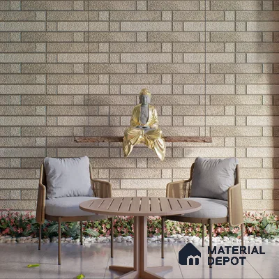 Elevation Wall Tile TL 00069 A Beige Buff 2 ft x 1 ft Punch Matte Finish Vitrified Tile - 9 mm | Ideal For Modern Facades, Outdoor Cladding, Feature Wall (Sample)