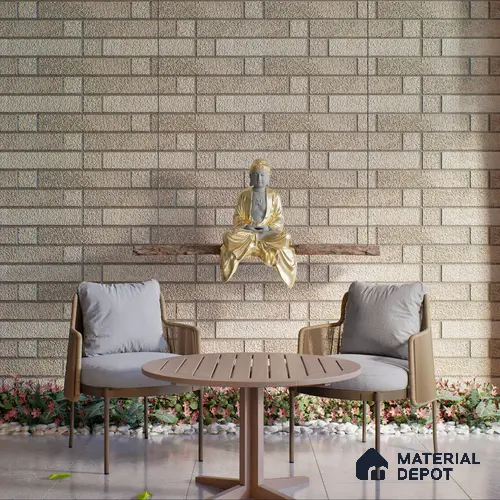 Elevation Wall Tile TL 00069 A Beige Buff 2 ft x 1 ft Punch Matte Finish Vitrified Tile - 9 mm | Ideal For Modern Facades, Outdoor Cladding, Feature Wall