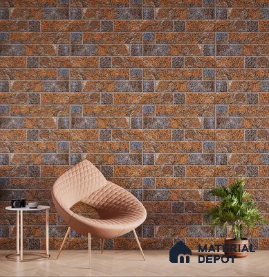 Elevation Wall Tile TL 00069 B Tan Brown 2 ft x 1 ft Punch Matte Finish Vitrified Tile - 9 mm | Suitable For Feature Wall, Boundary Wall, Balcony, Outdoor (Sample)
