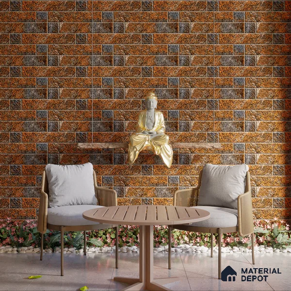 Elevation Wall Tile TL 00069 B Tan Brown 2 ft x 1 ft Punch Matte Finish Vitrified Tile - 9 mm | Suitable For Feature Wall, Boundary Wall, Balcony, Outdoor (Sample)