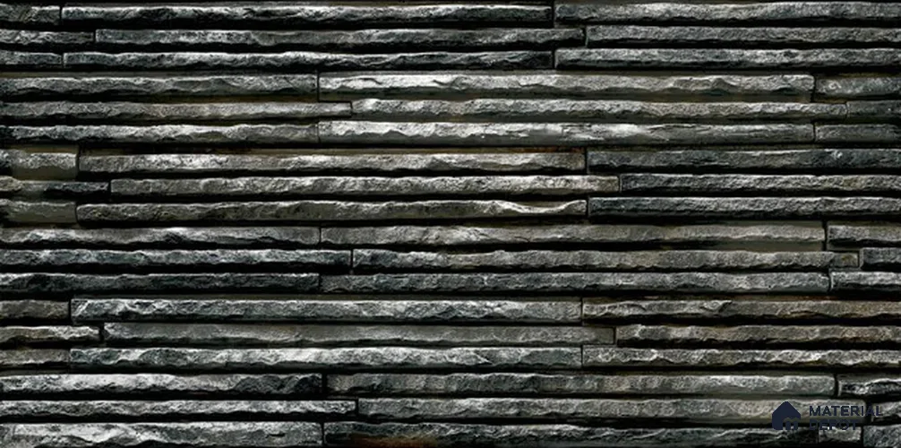 Geometric Textured Wall Cladding Tile TL 00087 Black Linear Strip 2 ft x 1 ft Textured Finish Vitrified Tile - 9 mm | Suitable for Elevation & Exterior Walls