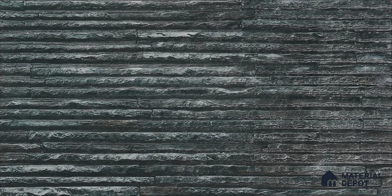 Geometric Textured Wall Cladding Tile TL 00087 Black Linear Strip 2 ft x 1 ft Textured Finish Vitrified Tile - 9 mm | Suitable for Elevation, Exterior Walls, Living Room, Bathroom & Highlighter Wall