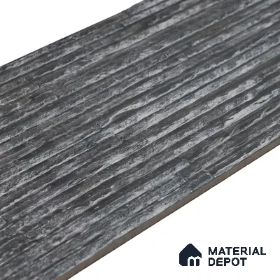 Geometric Textured Wall Cladding Tile TL 00087 Black Linear Strip 2 ft x 1 ft Textured Finish Vitrified Tile - 9 mm | Suitable for Elevation, Exterior Walls, Living Room, Bathroom & Highlighter Wall