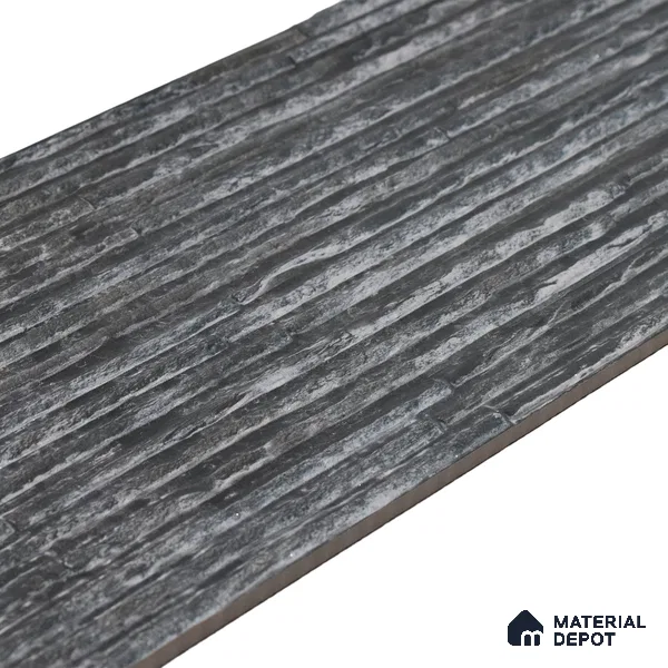 Geometric Textured Wall Cladding Tile TL 00087 Black Linear Strip 2 ft x 1 ft Textured Finish Vitrified Tile - 9 mm | Suitable for Elevation, Exterior Walls, Living Room, Bathroom & Highlighter Wall