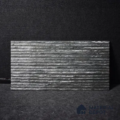 Geometric Textured Wall Cladding Tile TL 00087 Black Linear Strip 2 ft x 1 ft Textured Finish Vitrified Tile - 9 mm | Suitable for Elevation, Exterior Walls, Living Room, Bathroom & Highlighter Wall