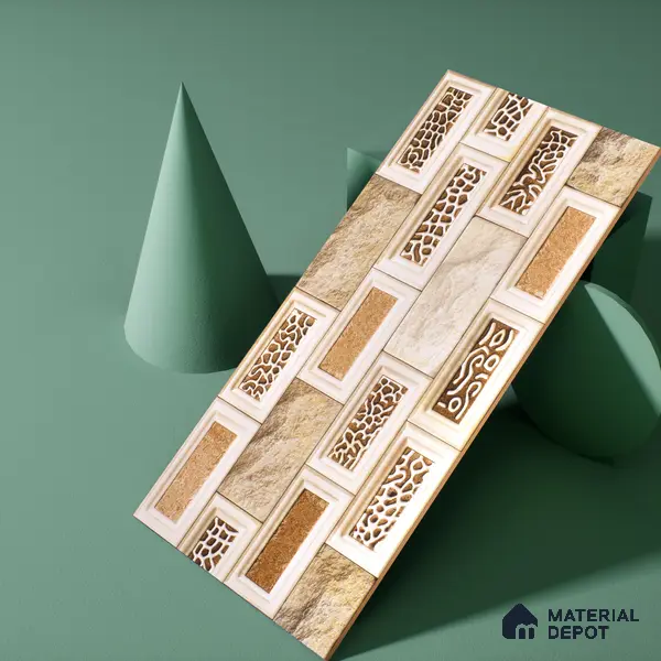 Elevation Wall Tile TL 00084 Brown 2 ft x 1 ft Punch Matte Finish Vitrified Tile - 9 mm | Ideal For Modern Facades, Outdoor Cladding, Feature Wall