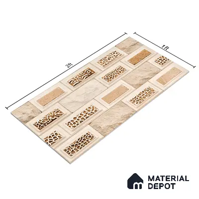 Elevation Wall Tile TL 00084 Brown 2 ft x 1 ft Punch Matte Finish Vitrified Tile - 9 mm | Ideal For Modern Facades, Outdoor Cladding, Feature Wall