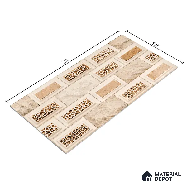 Elevation Wall Tile TL 00084 Brown 2 ft x 1 ft Punch Matte Finish Vitrified Tile - 9 mm | Ideal For Modern Facades, Outdoor Cladding, Feature Wall