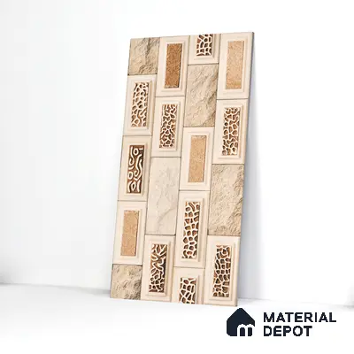 Elevation Wall Tile TL 00084 Brown 2 ft x 1 ft Punch Matte Finish Vitrified Tile - 9 mm | Ideal For Modern Facades, Outdoor Cladding, Feature Wall