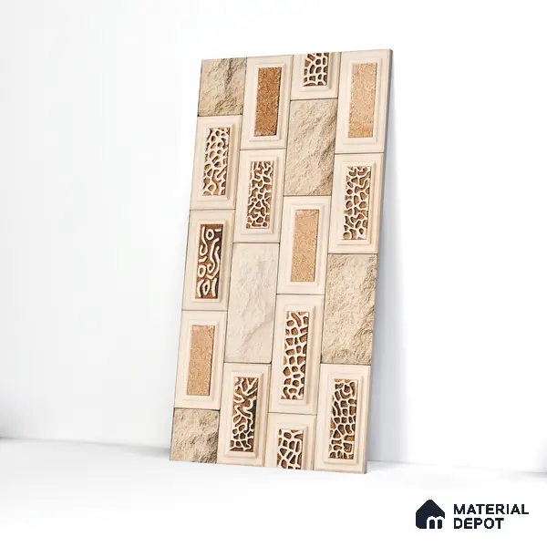 Elevation Wall Tile TL 00084 Brown 2 ft x 1 ft Punch Matte Finish Vitrified Tile - 9 mm | Ideal For Modern Facades, Outdoor Cladding, Feature Wall