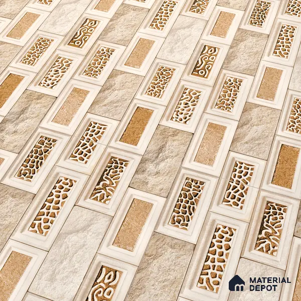 Elevation Wall Tile TL 00084 Brown 2 ft x 1 ft Punch Matte Finish Vitrified Tile - 9 mm | Ideal For Modern Facades, Outdoor Cladding, Feature Wall