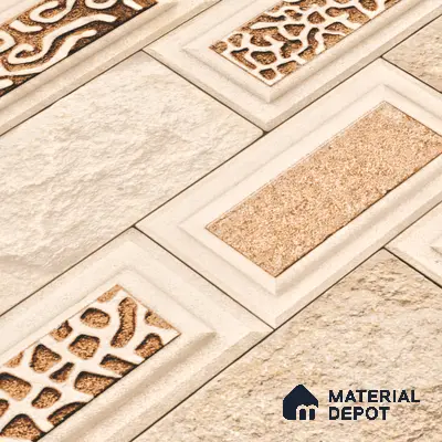 Elevation Wall Tile TL 00084 Brown 2 ft x 1 ft Punch Matte Finish Vitrified Tile - 9 mm | Ideal For Modern Facades, Outdoor Cladding, Feature Wall