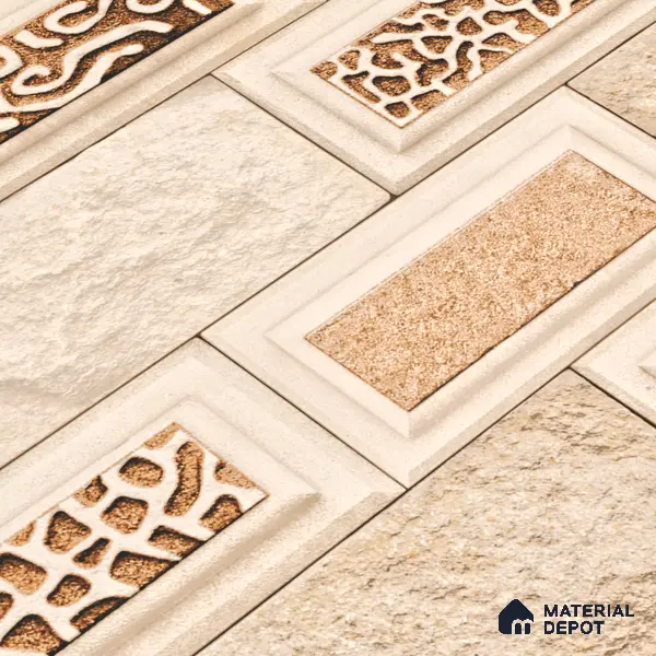 Elevation Wall Tile TL 00084 Brown 2 ft x 1 ft Punch Matte Finish Vitrified Tile - 9 mm | Ideal For Modern Facades, Outdoor Cladding, Feature Wall
