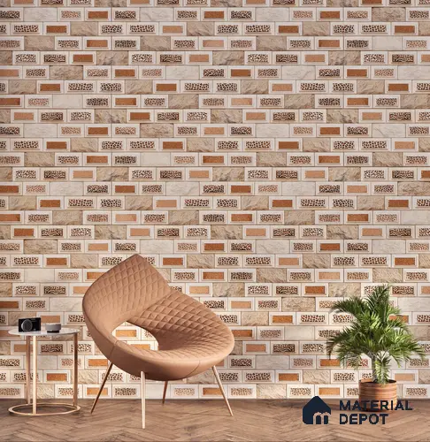 Elevation Wall Tile TL 00084 Brown 2 ft x 1 ft Punch Matte Finish Vitrified Tile - 9 mm | Ideal For Modern Facades, Outdoor Cladding, Feature Wall