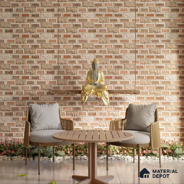 Elevation Wall Tile TL 00084 Brown 2 ft x 1 ft Punch Matte Finish Vitrified Tile - 9 mm | Ideal For Modern Facades, Outdoor Cladding, Feature Wall