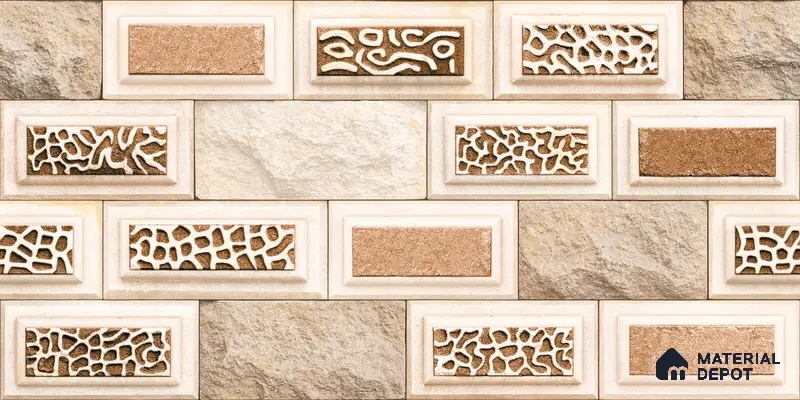 Elevation Wall Tile TL 00084 Brown 2 ft x 1 ft Punch Matte Finish Vitrified Tile - 9 mm | Ideal For Modern Facades, Outdoor Cladding, Feature Wall