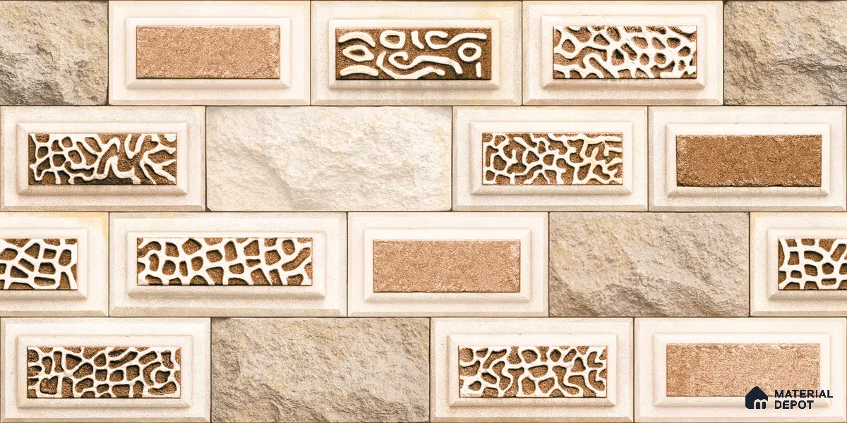 Elevation Wall Tile TL 00084 Brown 2 ft x 1 ft Punch Matte Finish Vitrified Tile - 9 mm | Ideal For Modern Facades, Outdoor Cladding, Feature Wall