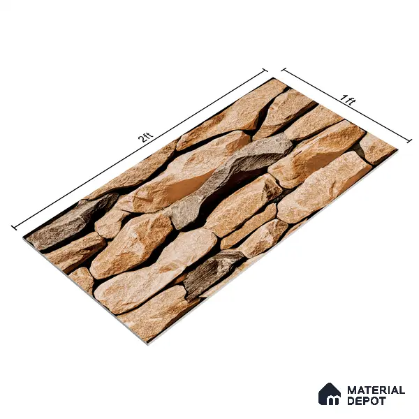 Elevation Wall Tile TL 00089 A Brown 2 ft x 1 ft Punch Matte Finish Vitrified Tile - 9 mm | Ideal For Modern Facades, Outdoor Cladding, Feature Wall