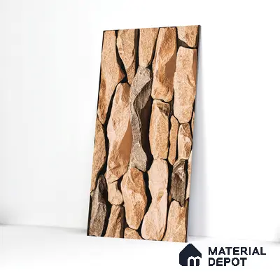 Elevation Wall Tile TL 00089 A Brown 2 ft x 1 ft Punch Matte Finish Vitrified Tile - 9 mm | Ideal For Modern Facades, Outdoor Cladding, Feature Wall