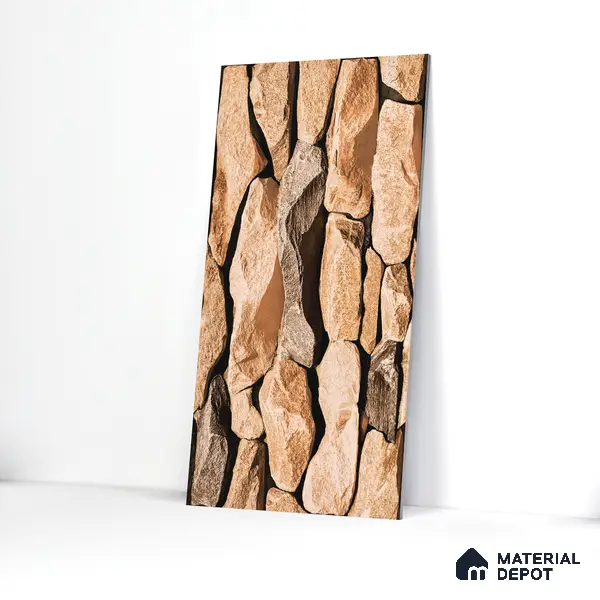 Elevation Wall Tile TL 00089 A Brown 2 ft x 1 ft Punch Matte Finish Vitrified Tile - 9 mm | Ideal For Modern Facades, Outdoor Cladding, Feature Wall
