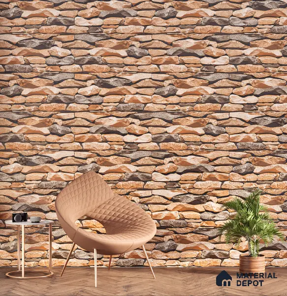 Elevation Wall Tile TL 00089 A Brown 2 ft x 1 ft Punch Matte Finish Vitrified Tile - 9 mm | Ideal For Modern Facades, Outdoor Cladding, Feature Wall