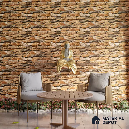 Elevation Wall Tile TL 00089 A Brown 2 ft x 1 ft Punch Matte Finish Vitrified Tile - 9 mm | Ideal For Modern Facades, Outdoor Cladding, Feature Wall
