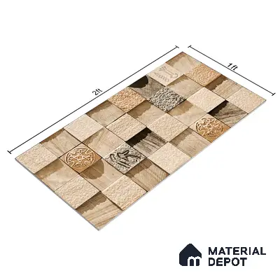 Elevation Wall Tile TL 00078 Brown Latte 2 ft x 1 ft Punch Matte Finish Vitrified Tile - 9 mm | Suitable For Feature Wall, Boundary Wall, Balcony, Outdoor
