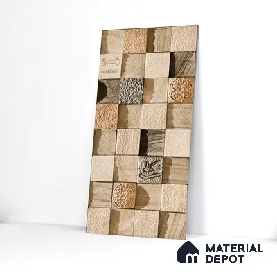 Elevation Wall Tile TL 00078 Brown Latte 2 ft x 1 ft Punch Matte Finish Vitrified Tile - 9 mm | Suitable For Feature Wall, Boundary Wall, Balcony, Outdoor