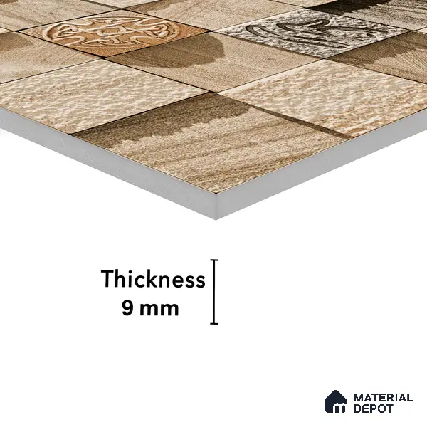 Elevation Wall Tile TL 00078 Brown Latte 2 ft x 1 ft Punch Matte Finish Vitrified Tile - 9 mm | Suitable For Feature Wall, Boundary Wall, Balcony, Outdoor