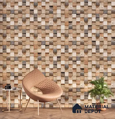 Elevation Wall Tile TL 00078 Brown Latte 2 ft x 1 ft Punch Matte Finish Vitrified Tile - 9 mm | Suitable For Feature Wall, Boundary Wall, Balcony, Outdoor