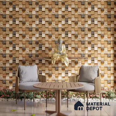 Elevation Wall Tile TL 00078 Brown Latte 2 ft x 1 ft Punch Matte Finish Vitrified Tile - 9 mm | Suitable For Feature Wall, Boundary Wall, Balcony, Outdoor