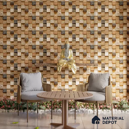 Elevation Wall Tile TL 00078 Brown Latte 2 ft x 1 ft Punch Matte Finish Vitrified Tile - 9 mm | Suitable For Feature Wall, Boundary Wall, Balcony, Outdoor