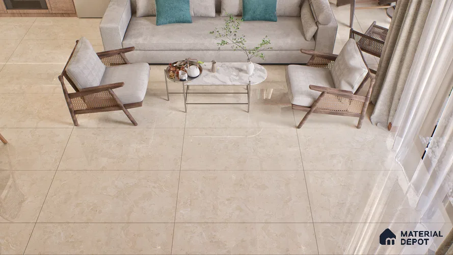 Endless Floor & Wall Vitrified Tile Butterscotch Cream 4 ft x 2 ft | TL 00356 Glossy Finish - 9 mm | Suitable for Living Room, Bedroom