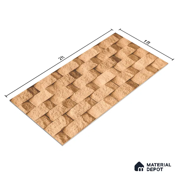 Elevation Wall Tile TL 00080 A Cocoa Brown 2 ft x 1 ft Punch Matte Finish Vitrified Tile - 9 mm | Ideal For Modern Facades, Outdoor Cladding, Feature Wall (Sample)