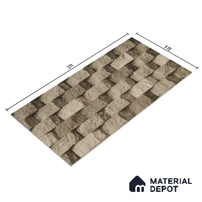 Elevation Wall Tile TL 00080 B Fossil Grey 2 ft x 1 ft Punch Matte Finish Vitrified Tile - 9 mm | Ideal For Modern Facades, Outdoor Cladding, Feature Wall