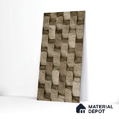 Elevation Wall Tile TL 00080 B Fossil Grey 2 ft x 1 ft Punch Matte Finish Vitrified Tile - 9 mm | Ideal For Modern Facades, Outdoor Cladding, Feature Wall