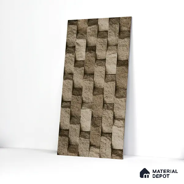 Elevation Wall Tile TL 00080 B Fossil Grey 2 ft x 1 ft Punch Matte Finish Vitrified Tile - 9 mm | Ideal For Modern Facades, Outdoor Cladding, Feature Wall