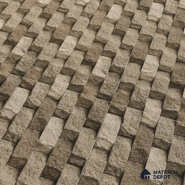 Elevation Wall Tile TL 00080 B Fossil Grey 2 ft x 1 ft Punch Matte Finish Vitrified Tile - 9 mm | Ideal For Modern Facades, Outdoor Cladding, Feature Wall