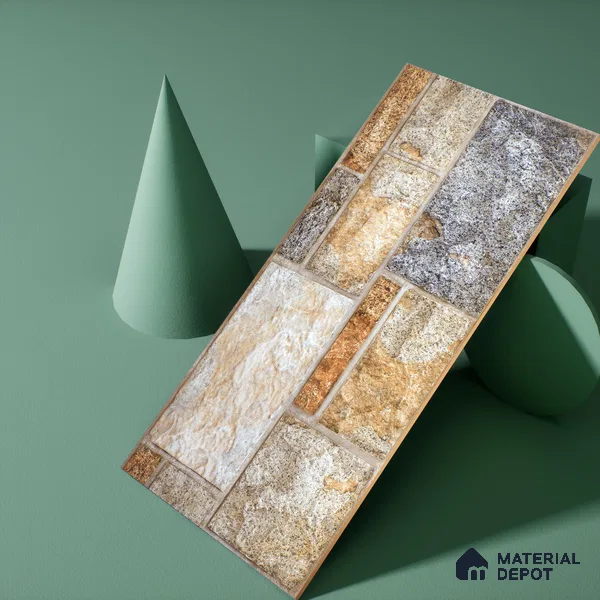 Elevation Wall Tile TL 00081 Coffee Brown 2 ft x 1 ft Punch Matte Finish Vitrified Tile - 9 mm | Ideal For Modern Facades, Outdoor Cladding, Feature Wall (Sample)