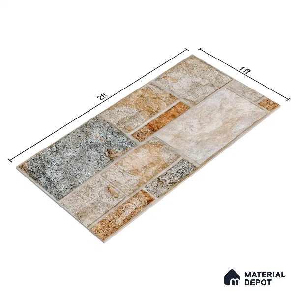 Elevation Wall Tile TL 00081 Coffee Brown 2 ft x 1 ft Punch Matte Finish Vitrified Tile - 9 mm | Ideal For Modern Facades, Outdoor Cladding, Feature Wall (Sample)