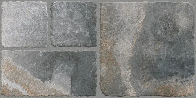 Parking Floor & Wall TL 00062 B Slate Grey 2 ft x 1 ft Matte Finish Stone Vitrified Tile - 12 mm | 32 Random Faces | Suitable For Heavy Duty Outdoor Areas