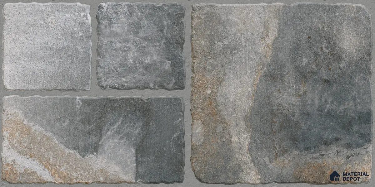 Parking Floor & Wall TL 00062 B Slate Grey 2 ft x 1 ft Matte Finish Stone Vitrified Tile - 12 mm | 32 Random Faces | Suitable For Heavy Duty Outdoor Areas