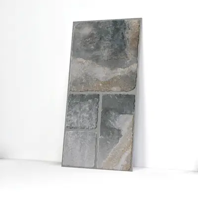 Parking Floor & Wall TL 00062 B Slate Grey 2 ft x 1 ft Matte Finish Stone Vitrified Tile - 12 mm | 32 Random Faces | Suitable For Heavy Duty Outdoor Areas